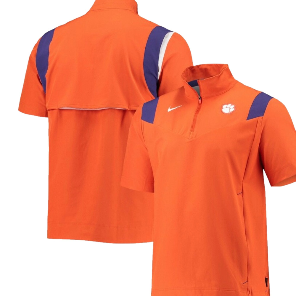 Clemson Tigers Jersey Nike Coach Jacket 1/4 Authentic Size Large Orange Blue